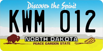 ND license plate KWM012