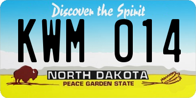 ND license plate KWM014