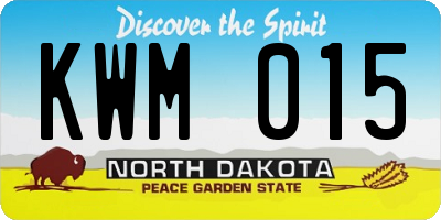 ND license plate KWM015