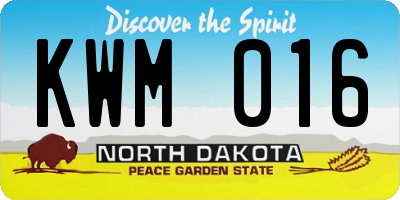ND license plate KWM016