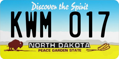 ND license plate KWM017