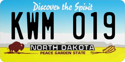 ND license plate KWM019