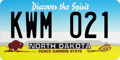ND license plate KWM021