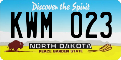 ND license plate KWM023