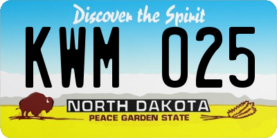 ND license plate KWM025