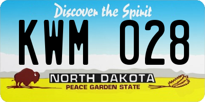 ND license plate KWM028
