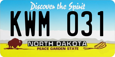 ND license plate KWM031