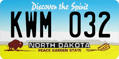 ND license plate KWM032