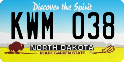 ND license plate KWM038