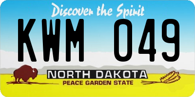 ND license plate KWM049