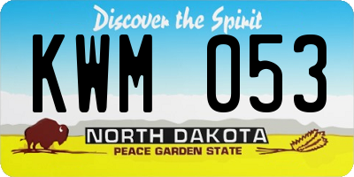 ND license plate KWM053