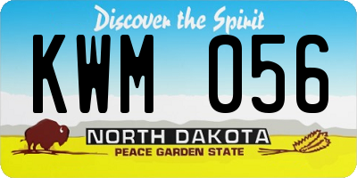 ND license plate KWM056