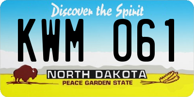 ND license plate KWM061