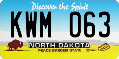 ND license plate KWM063