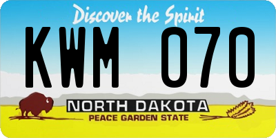 ND license plate KWM070