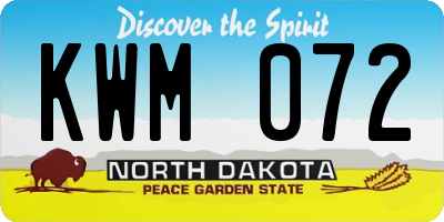 ND license plate KWM072