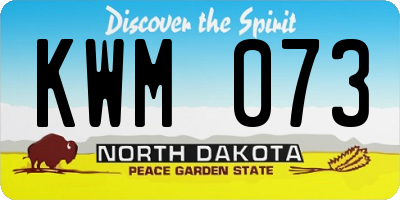 ND license plate KWM073