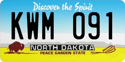 ND license plate KWM091