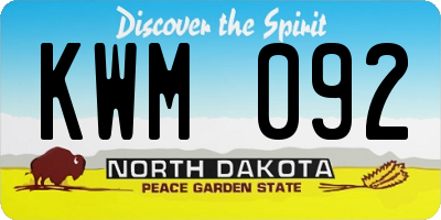 ND license plate KWM092