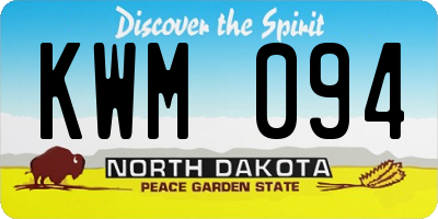 ND license plate KWM094