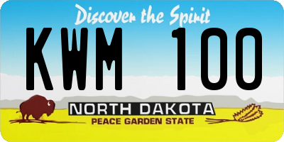 ND license plate KWM100