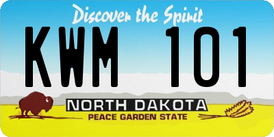 ND license plate KWM101