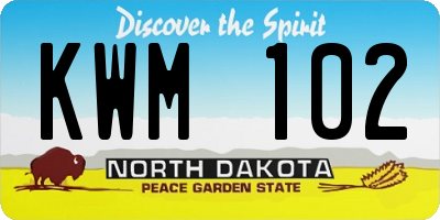 ND license plate KWM102