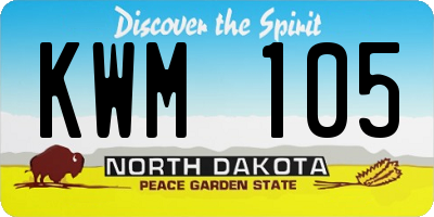 ND license plate KWM105