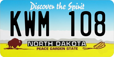 ND license plate KWM108