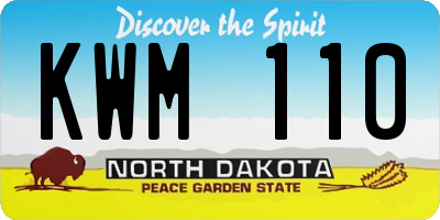 ND license plate KWM110
