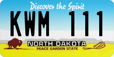 ND license plate KWM111