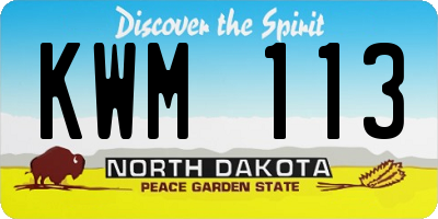 ND license plate KWM113
