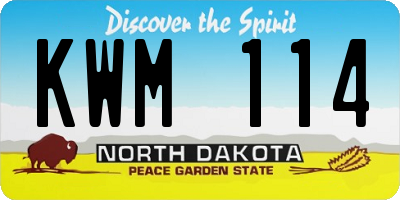 ND license plate KWM114