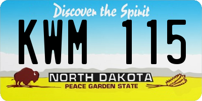 ND license plate KWM115