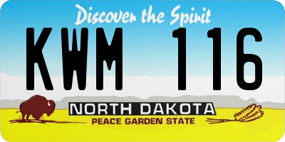ND license plate KWM116