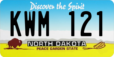 ND license plate KWM121