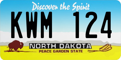 ND license plate KWM124