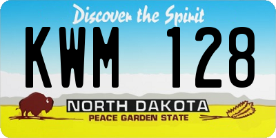 ND license plate KWM128
