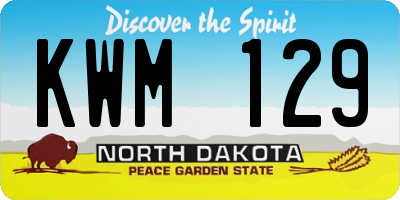 ND license plate KWM129