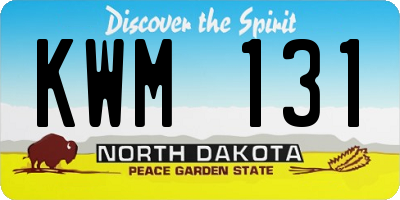 ND license plate KWM131