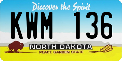 ND license plate KWM136