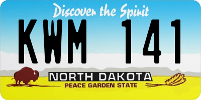 ND license plate KWM141