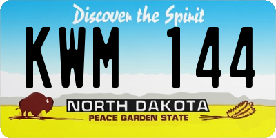 ND license plate KWM144