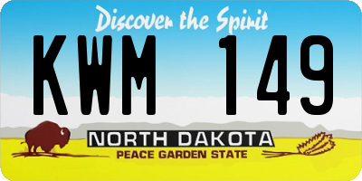 ND license plate KWM149