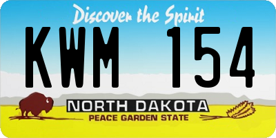 ND license plate KWM154