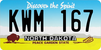 ND license plate KWM167