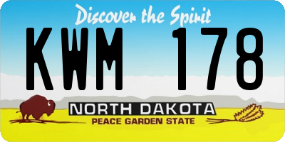 ND license plate KWM178