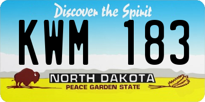 ND license plate KWM183