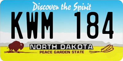 ND license plate KWM184