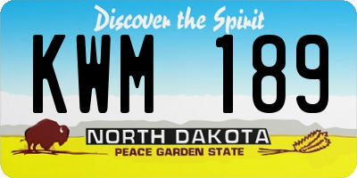 ND license plate KWM189